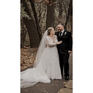 Raw edge cathedral veil 108in long, Worn One Bride. #wedding